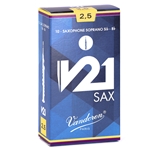 Vandoren SR8025 Soprano Sax V21 Reeds Strength #2.5; Box of 10