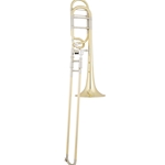 Eastman ETB828 Trombone • Key of Bb, .547” large bore tenor trombone
• 8.5" two-piece yellow or gold brass bell
• Open wrap with rotary valve in F
• Yellow brass handslide with nickel crook
• 3 interchangeable leadpipes
• Deluxe case w/storage pockets and backpack straps
• Shires USA 5MD mouthpiece