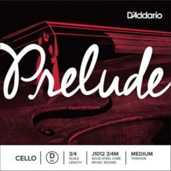 D'Addario J1012 3/4M Prelude 3/4 Scale Medium Tension Single D String for Cello