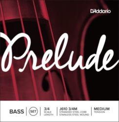 Prelude by D'addario J610 3/4M Bass String Set, 3/4 Scale, Medium Tension