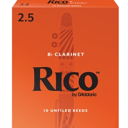 Rico by D'Addario RCA1025 Bb Clarinet Reeds, Strength 2.5, 10-pack