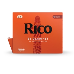 Rico by D'Addario RCA2525 Bb Clarinet Reeds, Strength 2.5, 25-pack