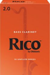 Rico REA1020  Bass Clarinet Reeds, Strength 2, 10 Pack
