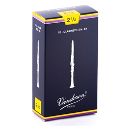 Vandoren CR1025 Bb Clarinet Traditional Reeds Strength #2.5; Box of 10