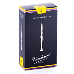 Vandoren CR104 Bb Clarinet Traditional Reeds Strength #4; Box of 10