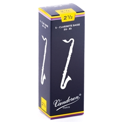 Vandoren CR1225 Bass Clarinet Traditional Reeds Strength #2.5; Box of 5