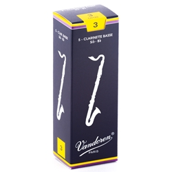 Vandoren CR123 Bass Clarinet Traditional Reeds Strength #3; Box of 5