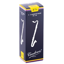 Vandoren CR1235 Bass Clarinet Traditional Reeds Strength #3.5; Box of 5
