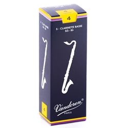 Vandoren CR124 Bass Clarinet Traditional Reeds Strength #4; Box of 5