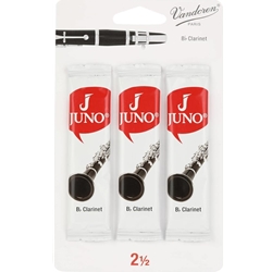 JCR0125-3 Vandoren JCR0125/3 Bb Clarinet JUNO Reeds; Strength #2.5; 3 Card