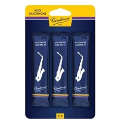 Vandoren SR2125-3V Alto Sax Traditional Reeds Strength #2.5; 3 Card