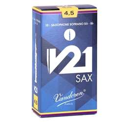 Vandoren SR8045 Soprano Sax V21 Reeds Strength #4.5; Box of 10