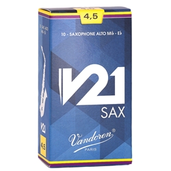 Vandoren SR8145 Alto Sax V21 Reeds Strength #4.5; Box of 10
