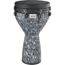 Remo DJ-0014-AB-008 Djembe, ARTBEAT® Artist Collection, Key-Tuned, 14" x 25", BLACK SUEDE™, Contour Tuning Brackets, Aux Moon, Artwork By Aric Improta